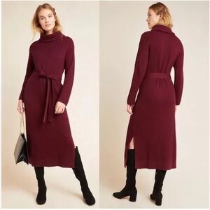 NWT Anthropologie Carlotta Burgundy Sweater Dress
